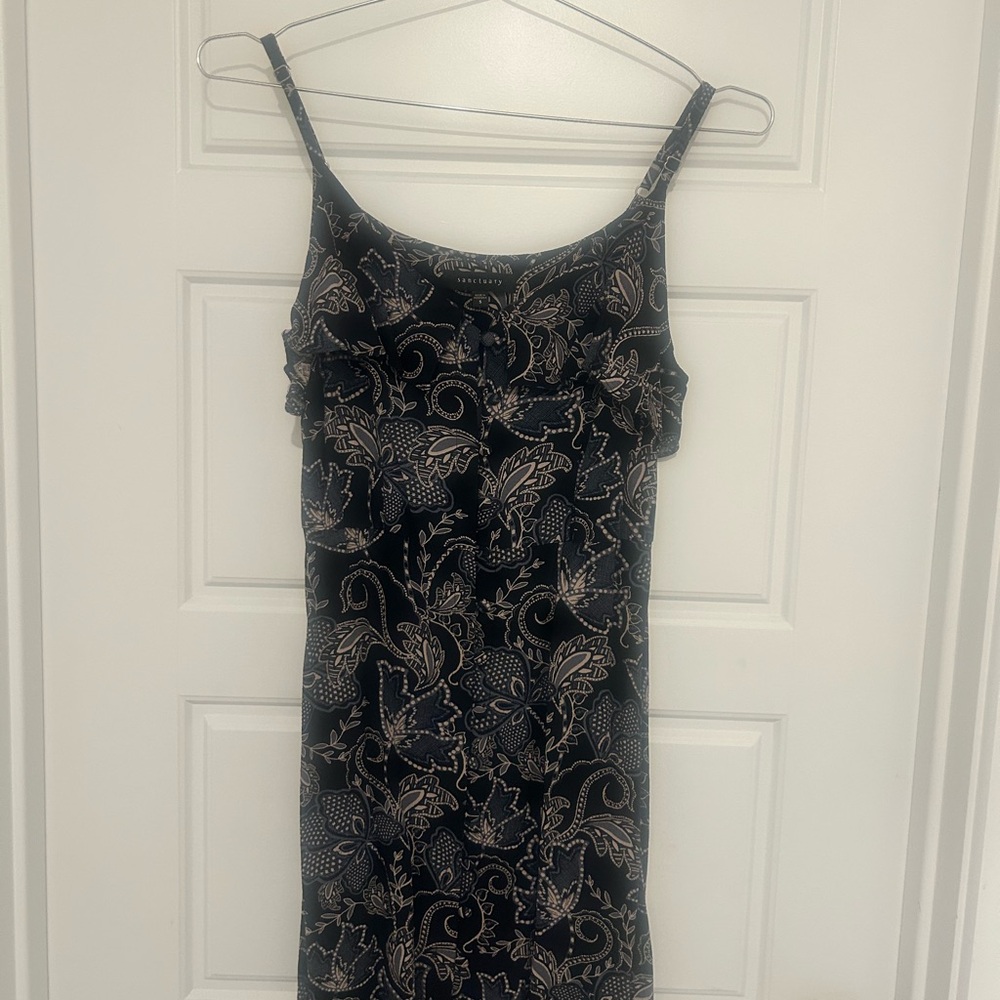 Sanctuary Dark Blue and Cream Patterned Dress
